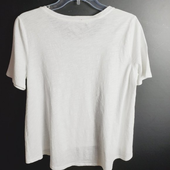 Ann Taylor LOFT Flowy High Low White Tee 100% Cotton Sz S - Picture 2 of 10